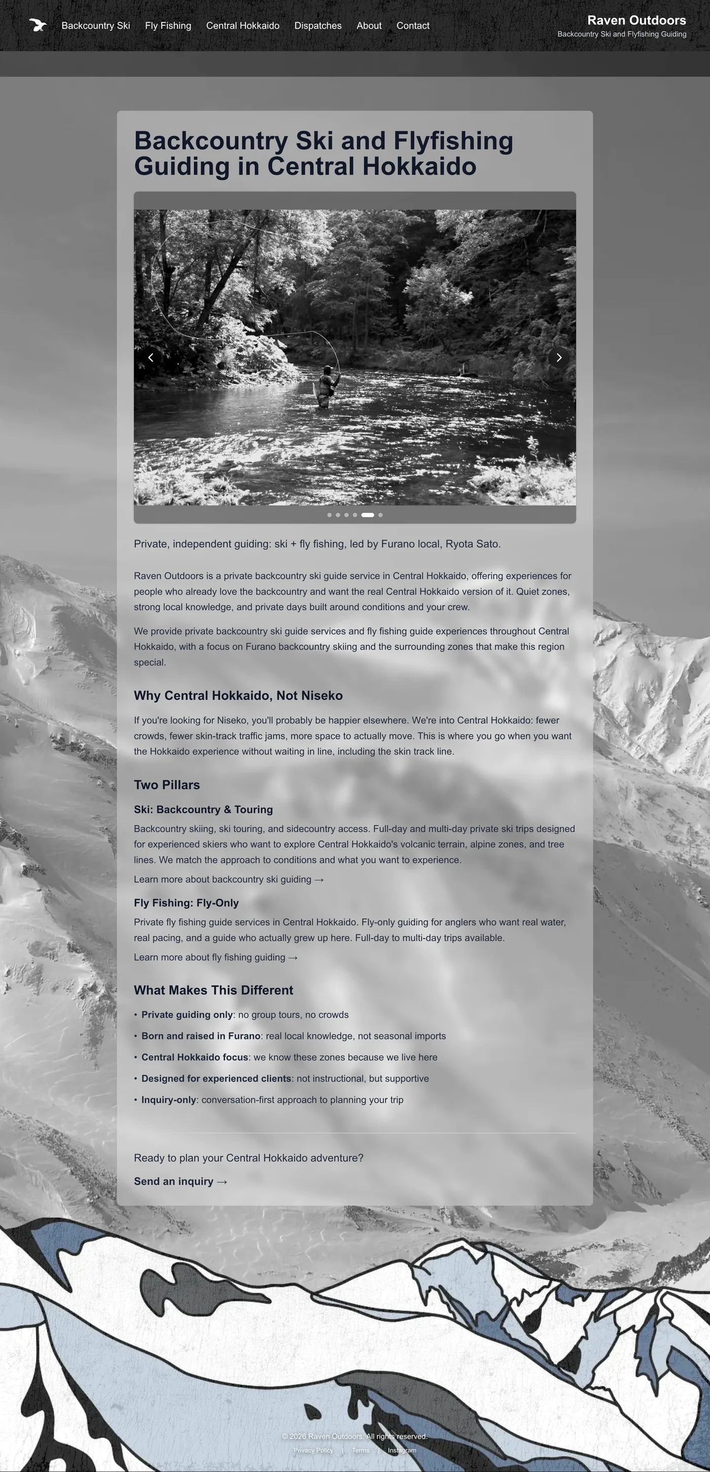Raven Outdoors website designed by Cherry on the Moon